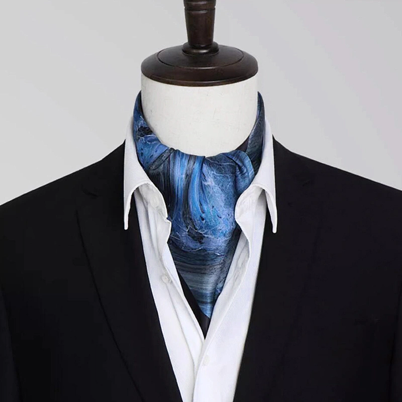 Vintage Silk Feel Square Scarf For Men Satin Bandana Print Neckerchief Geometry Head Scarf