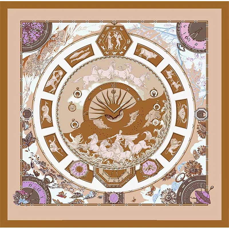 2022 New fashion large square 100% silk twill digital print scarf