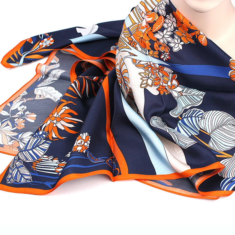 High Quality Custom Printed 100% Silk Square Scarf For Women