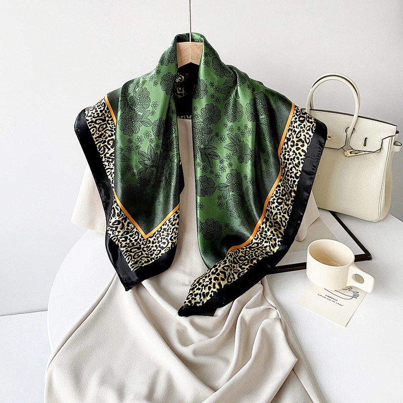 Custom Satin Scarf Professional 90cm Satin Scarfs Fashion Casual Floral Printed Ladies Scarfs For Summer
