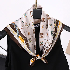 wholesale high quality women 90X90cm square imitated silk satin digital print scarf