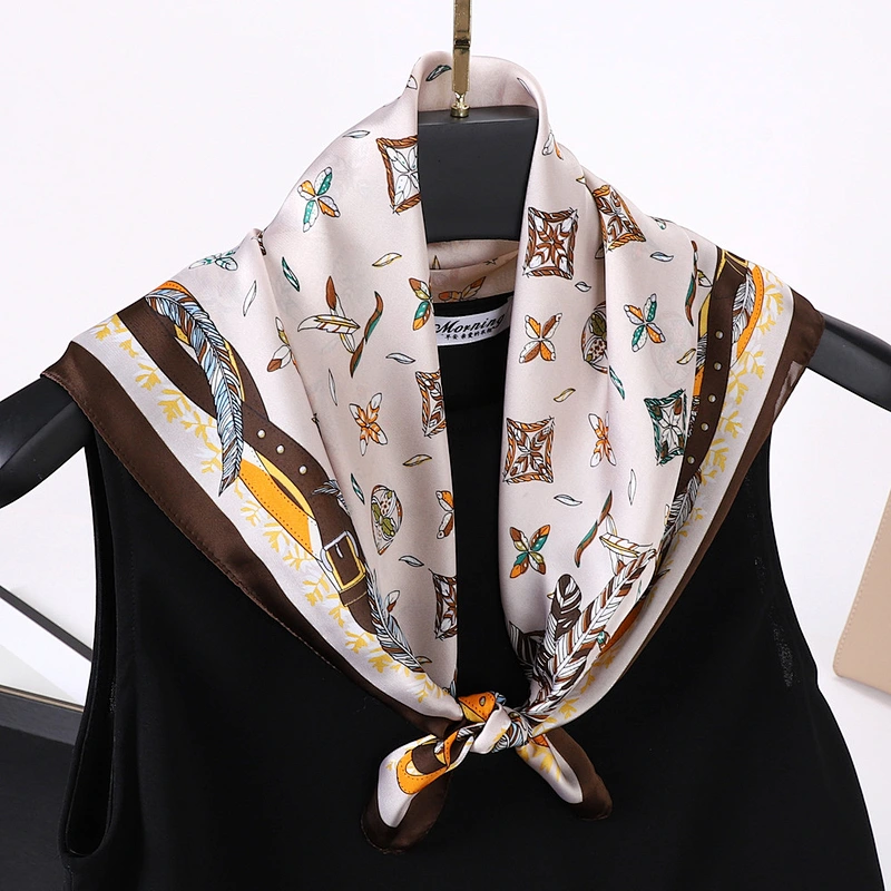 wholesale high quality women 90X90cm square imitated silk satin digital print scarf