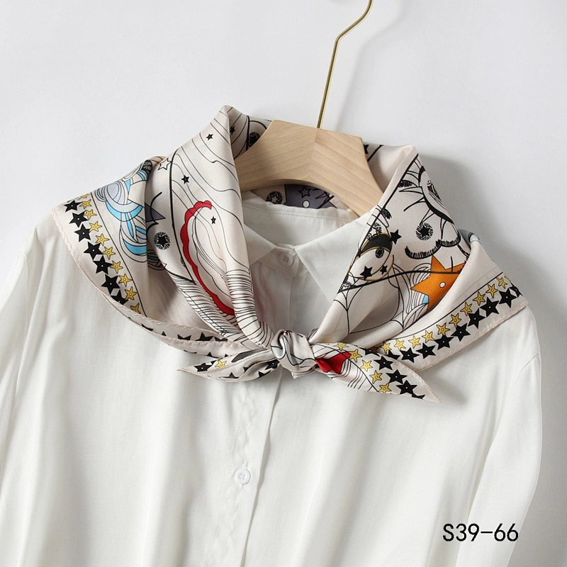 Wholesale Custom Digital Printing Silk Square Scarves 100% Silk Scarf Printed Logo Women Head Twill Scarves