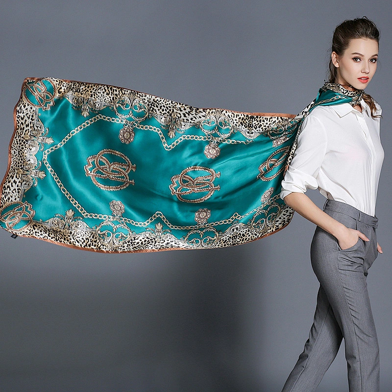 Custom silk scarf women 100% silk satin digital printed scarf 14MM 70x27inch long shawl scarf