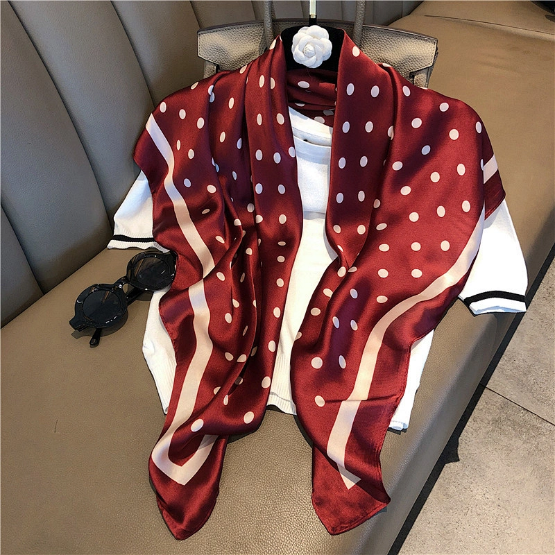 Custom Scarf Professional Scarf Printing With Custom Design Fashion Dot Pattern Satin Scarf For Woman