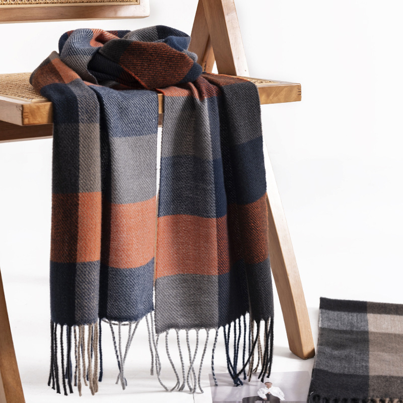 Custom Check Scarves Tassel Long Shawls Winter Imitation Cashmere Scarf Other Scarves for Men