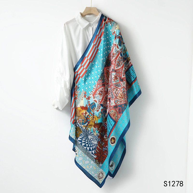 New Print Silk Scarf Shawl Women Sunscreen Silk Scarf Turban Long Wrap Beach Travel Outdoor Accessories Trendy Head Scarf