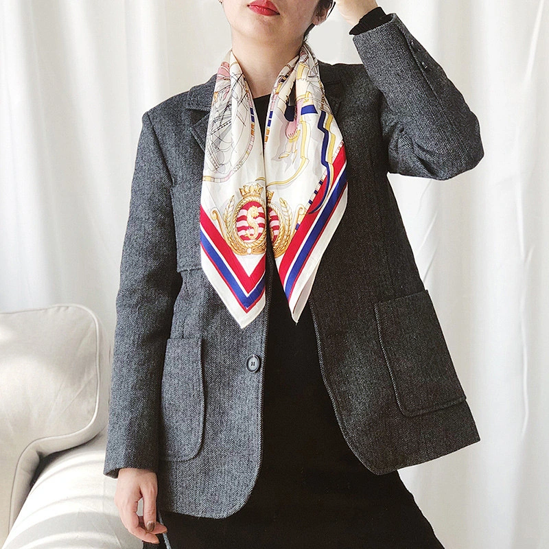 Wholesale Silk Luxury Silk Scarf Custom Printing Spring Summer Silk Neck Scarfs For Women
