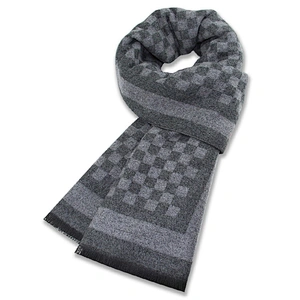 Wholesale Fashion Stylish Winter Warm Scarves Luxury Plaid Thick Custom Men Wool Blend Scarf