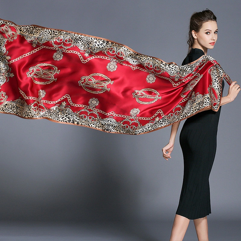 Custom 100% silk satin digital printed scarf 14MM 70x27inch long shawl scarf for women
