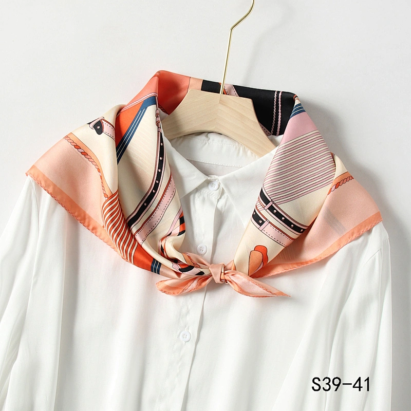 Custom digital printed head silk hair scarf bandana designer women printing square scarves