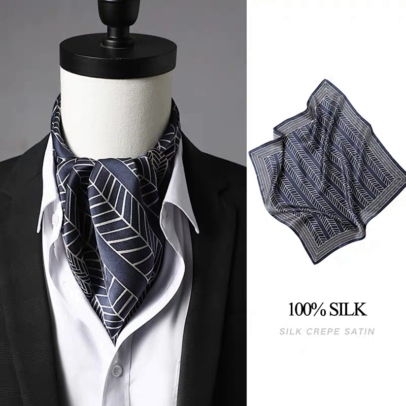 21inch  Luxury Square Silk Scarf Custom Printing Spring Summer Silk Neck Scarfs For Men