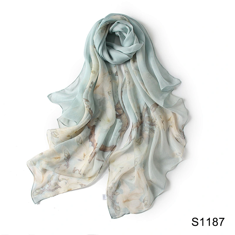 Custom Silk Satin Scarves Chiffon Shawls Custom Print Women Long Shawl Luxury Silky Scarf For Women