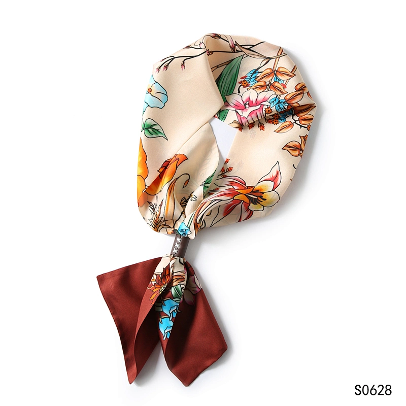 Women Luxury Floral Printed Silk Scarf Brand Designer Thin Long Silk Scarf Girl Headband Designer Neck Scarf Belt