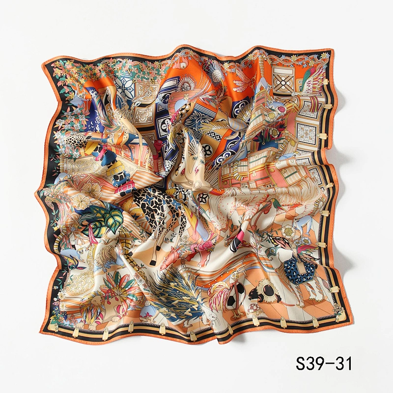 High Quality Classic Style Soft Mulberry Silk Square Scarf Custom Printed Silk Head Scarves