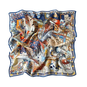 High Quality Classic Style Soft Mulberry Silk Square Scarf Custom Printed Silk Head Scarves