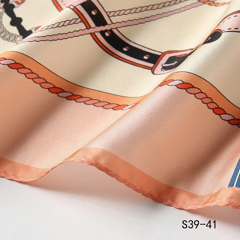 Custom digital printed head silk hair scarf bandana designer women printing square scarves