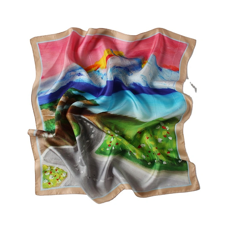 Wholesale Luxury Pure Silk Scarf square 14mm Twill Square Scarves For Women