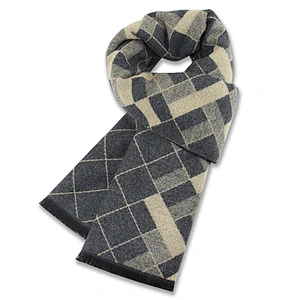 Wholesale Fashion Stylish Winter Warm Scarves Luxury Plaid Thick Custom Men Wool Blend Scarf