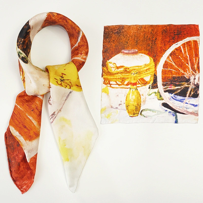 Wholesale Silk Luxury Silk Scarf Custom Printing Spring Summer Silk Neck Scarfs For Women