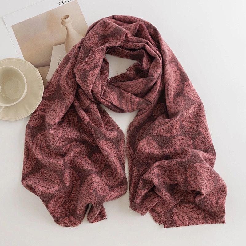 Wholesale winter scarves Imitation cashmere shawls women retro cashew flower ethnic scarves shawls