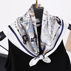 wholesale high quality women 90X90cm square imitated silk satin digital print scarf