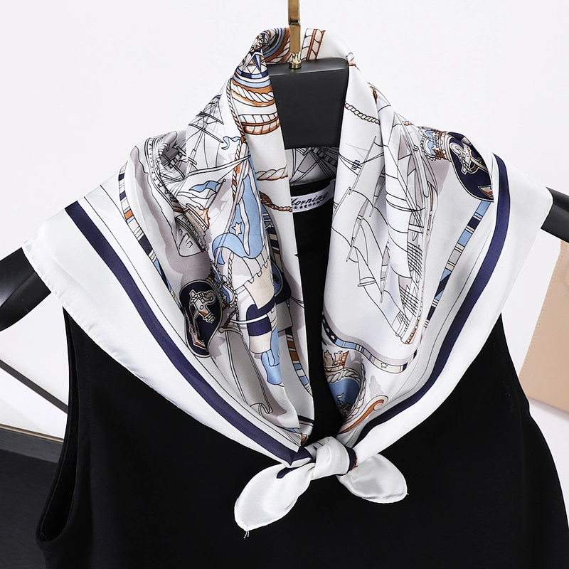 wholesale high quality women 90X90cm square imitated silk satin digital print scarf