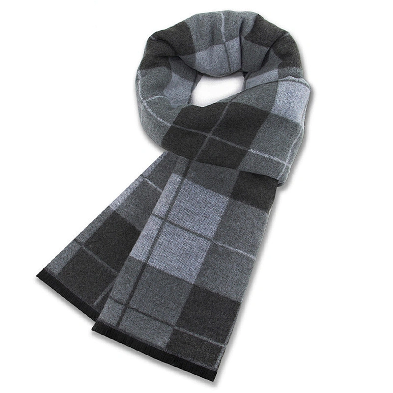 New Fashion Winter Men's gift Gray Striped Scarves wool acrylic blend scarfs