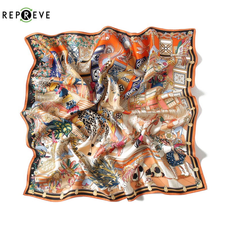 Custom Digital Printing Luxury Woman Big Polyester recycled  Scarf Custom Printed Personalized Square polyester Satin headScarf