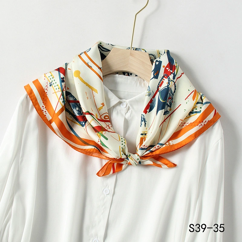 Wholesale Customized 100% silk bandana head scarf twill luxury square head scarf for women