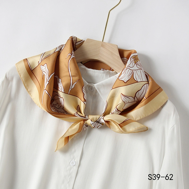 Wholesale Custom Digital Printing Square Silk Scarves 100% Silk Scarf Printed Logo Women Head Satin Scarves