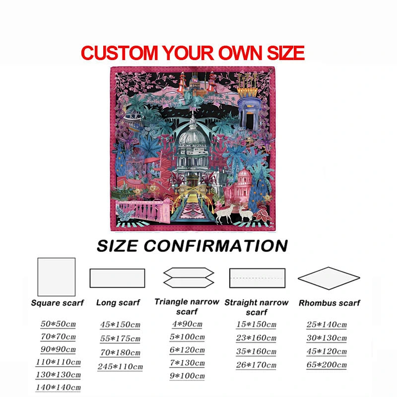 100% Natural Silk Scarf Women Design Print Foulard Neck Hairband Female Small Square Scarves Spring Kerchief