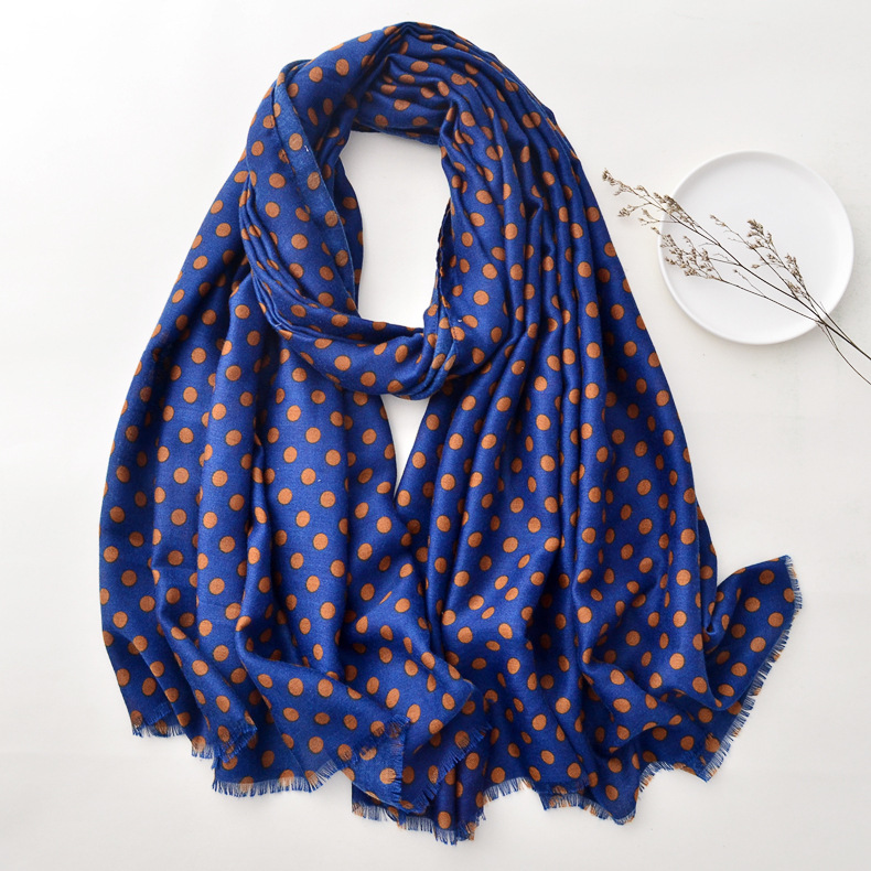 Navy Blue Dots Winter Designer Scarf 180cm Long Men Fashion Scarf Male Luxury Brand Shawl Wrap Scarf for Men