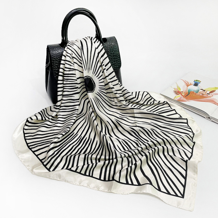 Custom Satin Scarf For Women Summer Popular Bag Scarf Stripe Dot Palestinian Scarf