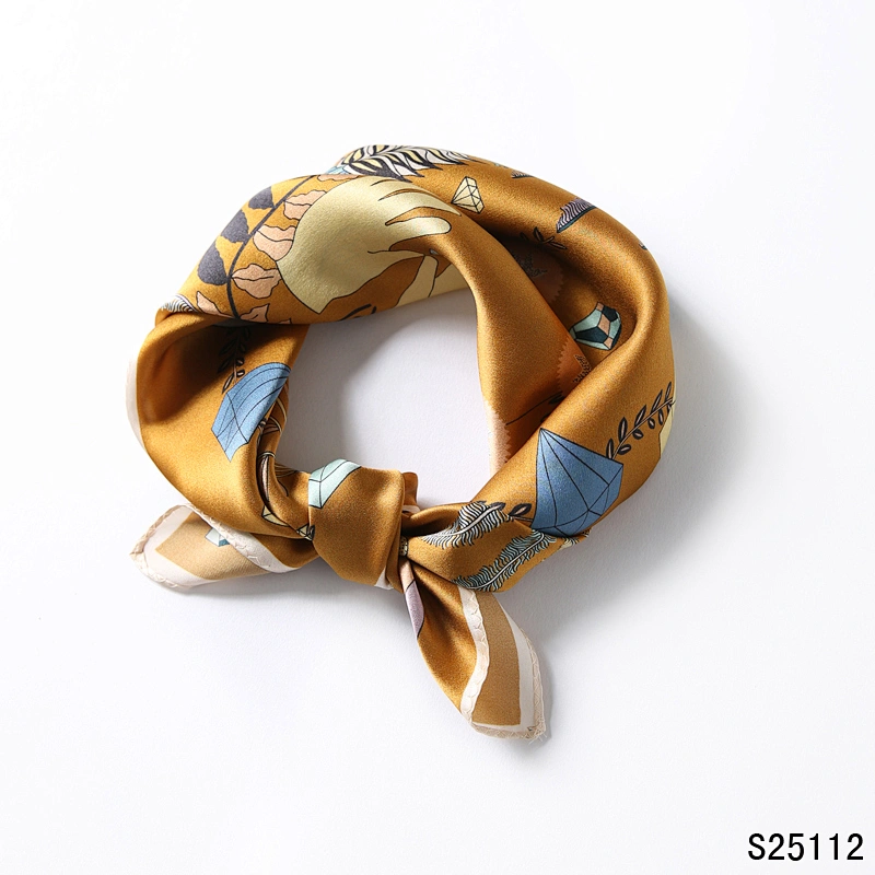 High Quality Wholesale Small 100% Twill Silk Scarf 53*53 Custom Woman Designer Digital Printing Silk Scarves Scarf With Logo
