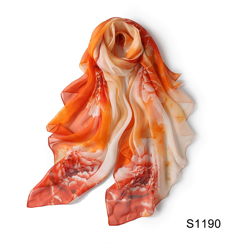 Custom Silk Satin Scarves Chiffon Shawls Custom Print Women Long Shawl Luxury Silky Scarf For Women