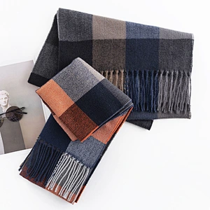 Custom Check Scarves Tassel Long Shawls Winter Imitation Cashmere Scarf Other Scarves for Men