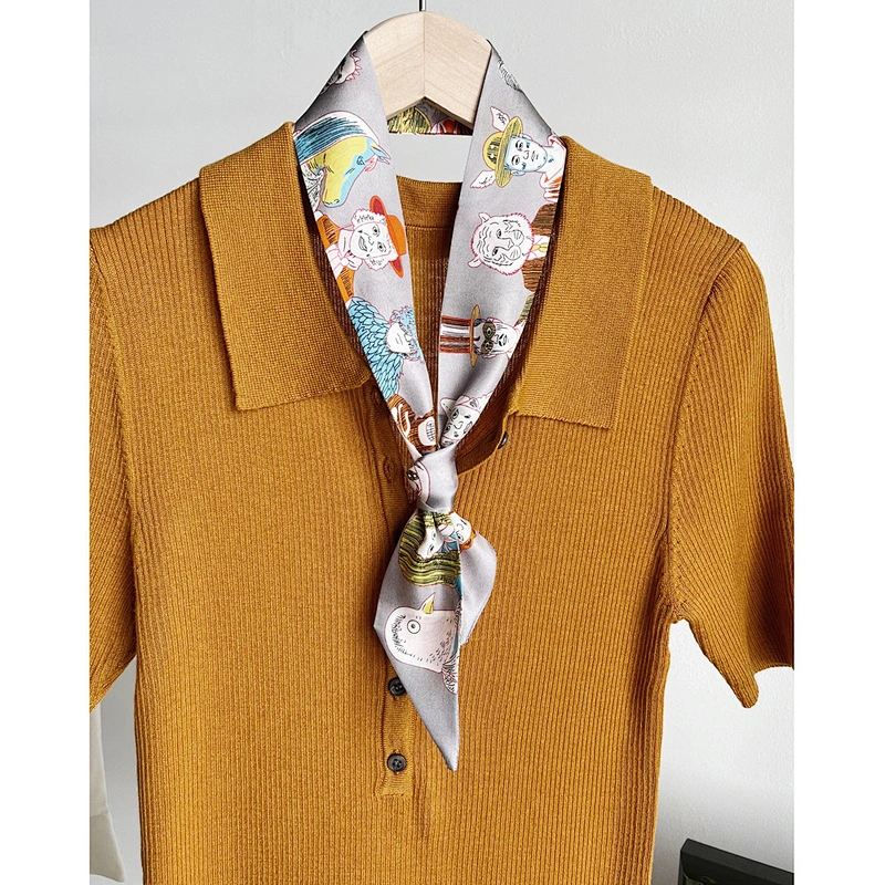 Custom Print Hair silk narrow ribbon two edge satin silk ribbon Custom Printing Twill Scarf for Girl