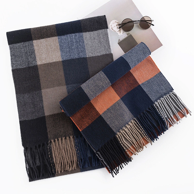 Custom Check Scarves Tassel Long Shawls Winter Imitation Cashmere Scarf Other Scarves for Men