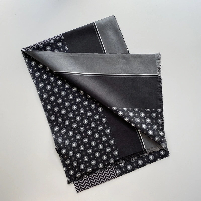 Custom wholesale popular check luxury scarf silk printed scarves for men