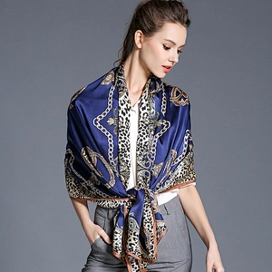 OEM Logo Ladies Long Silk Scarves Shawls Elegant 180*70cm Silk Head Scarf Long Skinny Silk Designer Scarves