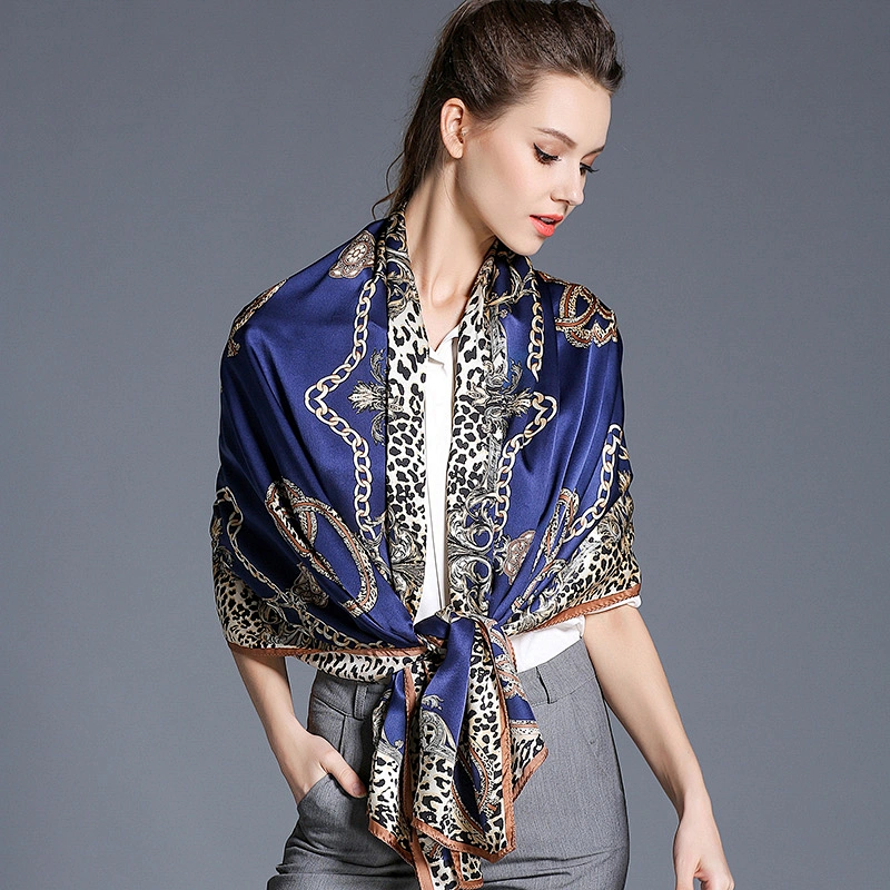 OEM Logo Ladies Long Silk Scarves Shawls Elegant 180*70cm Silk Head Scarf Long Skinny Silk Designer Scarves