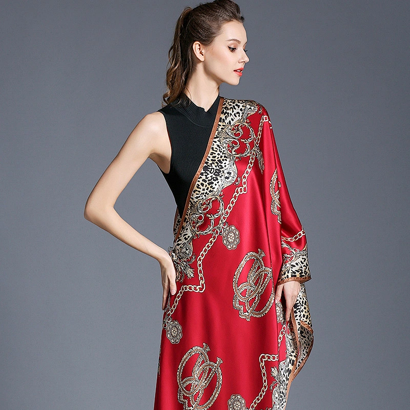 Custom 100% silk satin digital printed scarf 14MM 70x27inch long shawl scarf for women