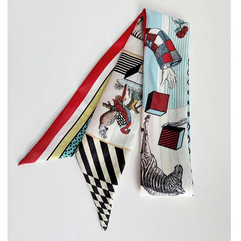 Wholesale Silk Twill Scarf Women Bag Ribbon Female Hair Skinny Scarf