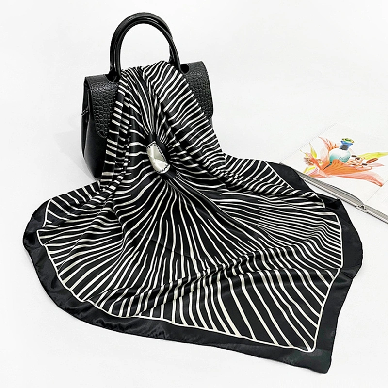 Custom Satin Scarf For Women Summer Popular Bag Scarf Stripe Dot Palestinian Scarf