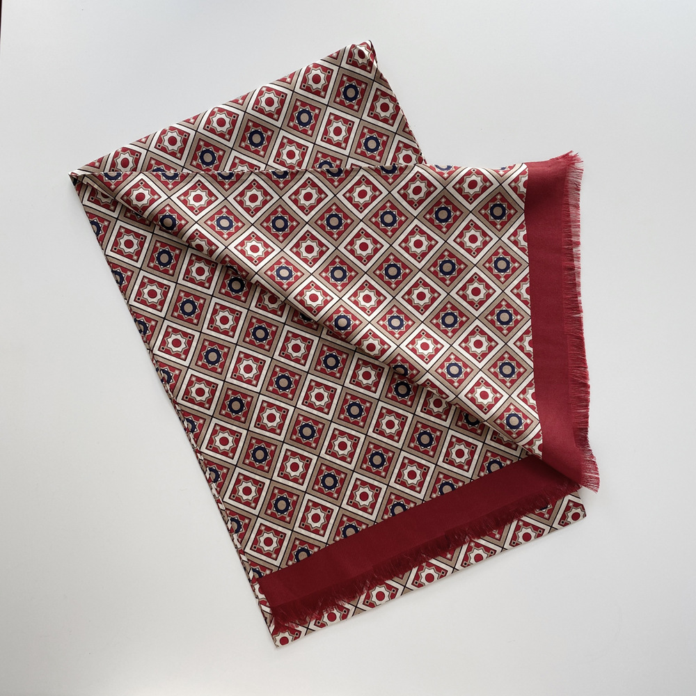 Pure Natural Silk Lowest MOQ Custom long size double Layer Digital Printing Silk Scarves 100% Silk Scarf For Men