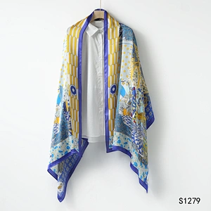 New Print Silk Scarf Shawl Women Sunscreen Silk Scarf Turban Long Wrap Beach Travel Outdoor Accessories Trendy Head Scarf
