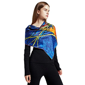 custom digital printing square silk scarves women 100% mulberry silk scarf