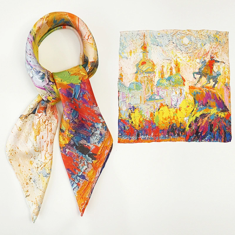 Wholesale Silk Luxury Silk Scarf Custom Printing Spring Summer Silk Neck Scarfs For Women