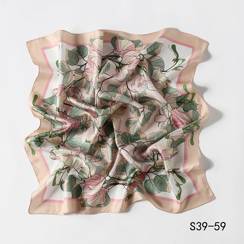 Custom digital printed head silk hair scarf bandana designer wholesale satin silk twill scarf women printing square scarves